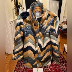 H&M super soft chevron faux fur coat-6